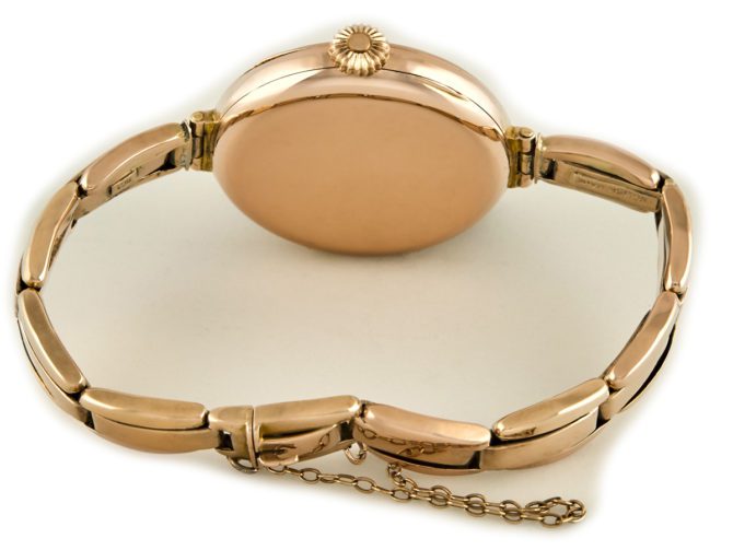 Ladies Rolex Cocktail Watch, Porcelain Dial, 9ct Pink Gold, 1916 (13)