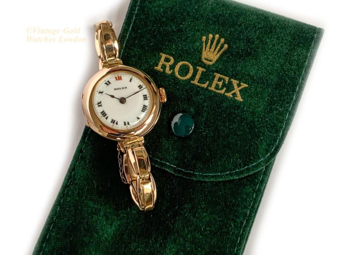 Ladies Rolex Cocktail Watch, Porcelain Dial, 9ct Pink Gold, 1916 (40)