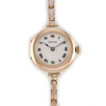 Ladies Rolex Cocktail Watch, Porcelain Dial, 9ct Pink Gold c1915 mobile navigation (9)