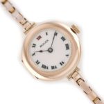 Ladies Rolex Cocktail Watch, Porcelain Dial, 9ct Pink Gold c1915 mobile navigation (8)