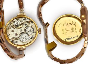 Ladies Rolex Cocktail Watch, Porcelain Dial, 9ct Pink Gold c1915 - hover