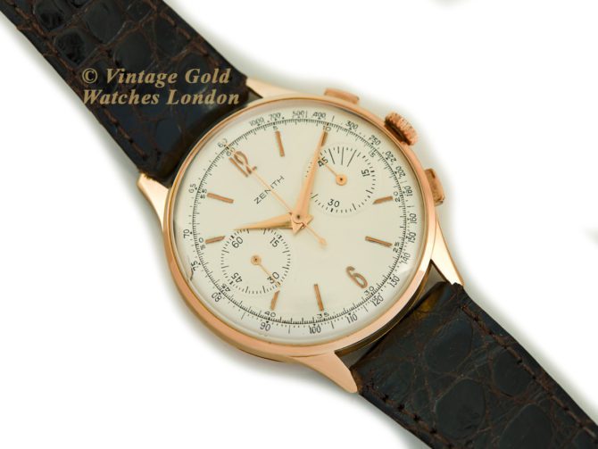 Zenith Chronograph Cal.156D 18ct Pink Gold c1956 (29)