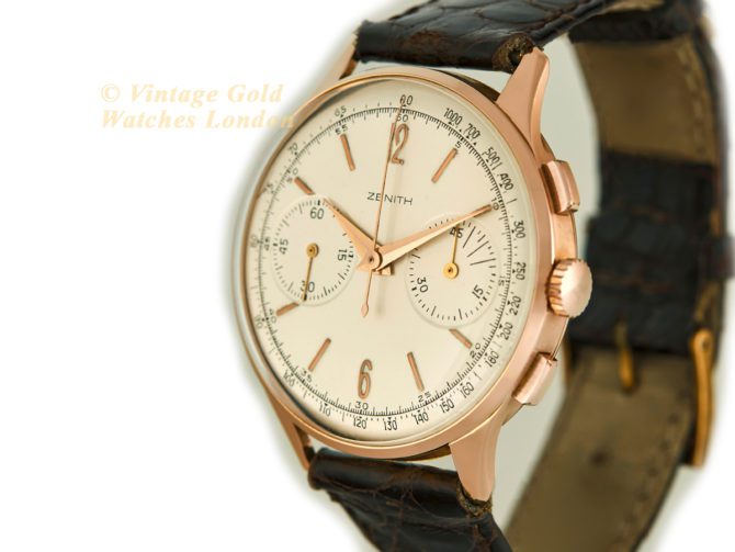 Zenith Chronograph Cal.156D 18ct Pink Gold c1956 (23)