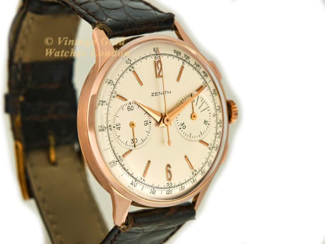 Zenith Chronograph Cal.156D 18ct Pink Gold c1956 (19)