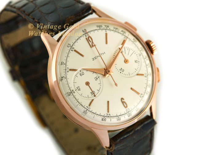Zenith Chronograph Cal.156D 18ct Pink Gold c1956 (17)