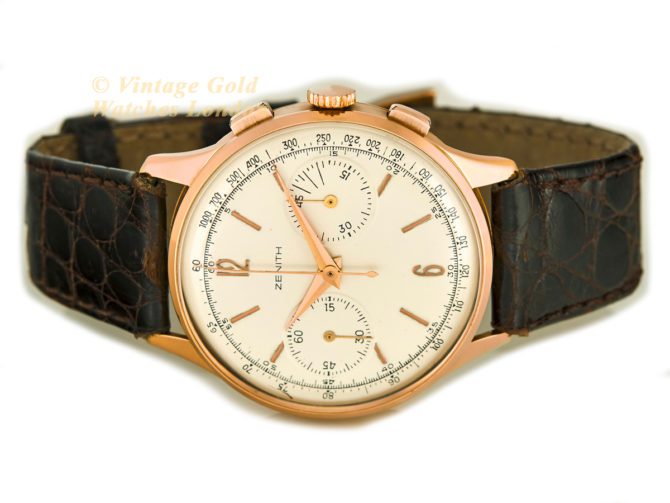 Zenith Chronograph Cal.156D 18ct Pink Gold c1956 (27)