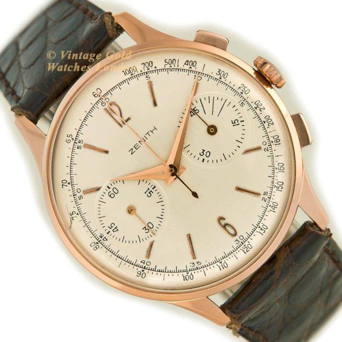Zenith Chronograph Cal.156D 18ct Pink Gold c1956 (41)