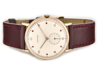 Movado Cal.470 18ct Pink Gold, Ruby Studded Dial, c1958