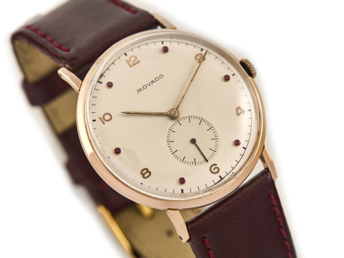 Movado Cal.470 18ct Pink Gold, Ruby Studded Dial, c1958 (13)