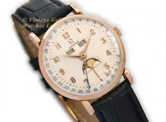 Omega Cosmic Triple Date Moonphase Cal.27 DL PC 18ct Pink Gold 1946 - hover