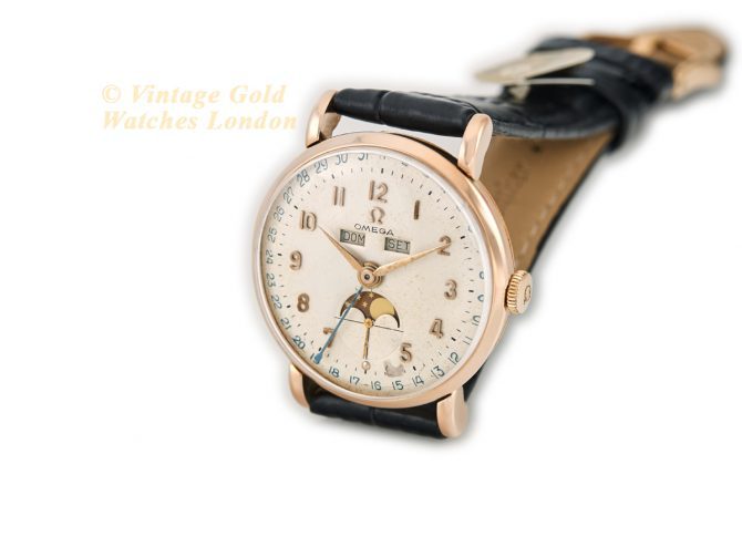 Omega Cosmic Triple Date Moonphase Cal.27 DL PC 18ct Pink Gold 1946 (6)