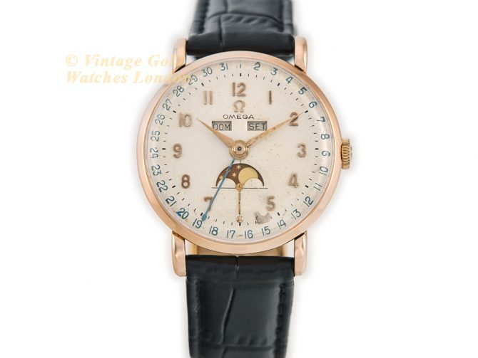 Omega Cosmic Triple Date Moonphase Cal.27 DL PC 18ct Pink Gold 1946 (4)