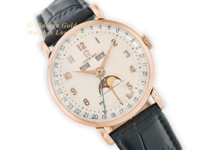 Omega Cosmic Triple Date Moonphase Cal.27 DL PC 18ct Pink Gold 1946 (1)