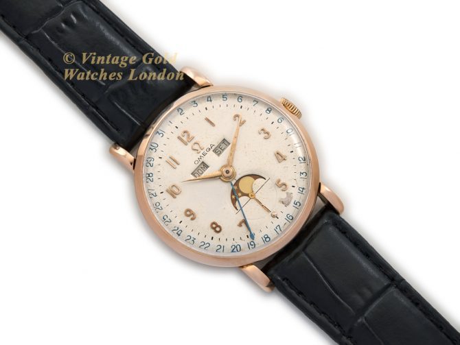 Omega Cosmic Triple Date Moonphase Cal.27 DL PC 18ct Pink Gold 1946 (8)