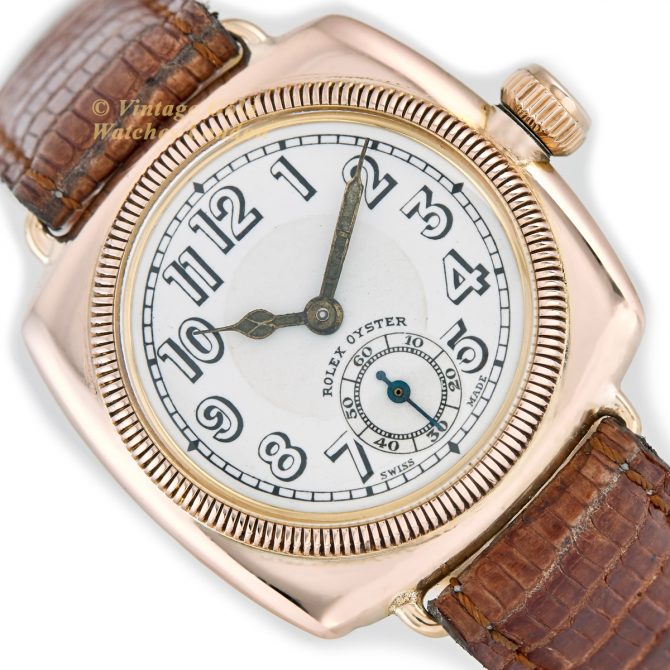 Rolex Oyster Cushion 9ct Pink Gold 1926 1st Edition (15)