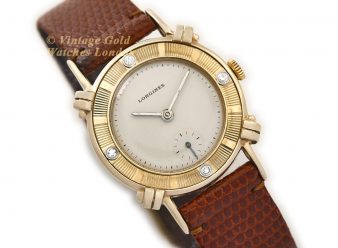 Ladies Longines Cal.22L 14ct 1953 Diamond Stud Bezel - hover