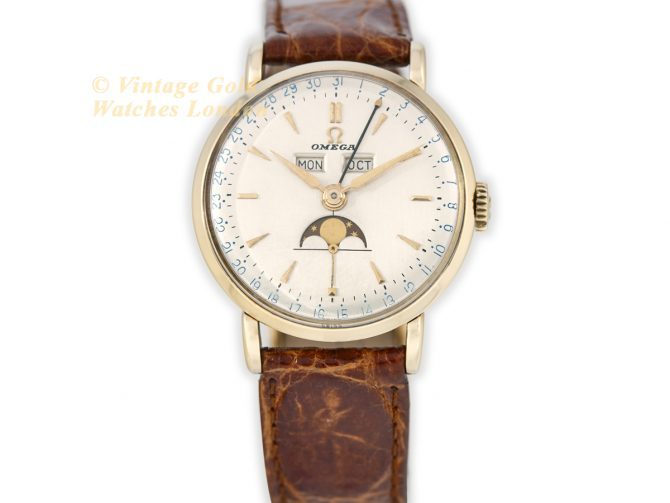 Omega Triple Date Moonphase Model Ref.2473 14ct 1951 (4)