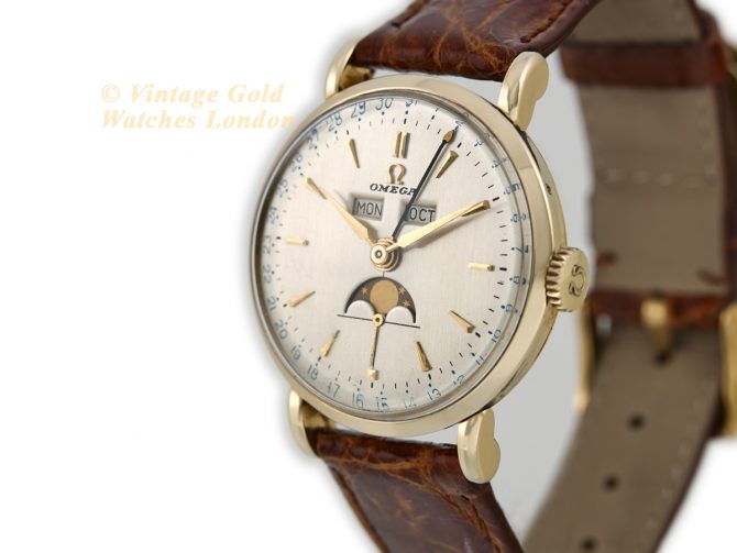 Omega Triple Date Moonphase Model Ref.2473 14ct 1951 (5)