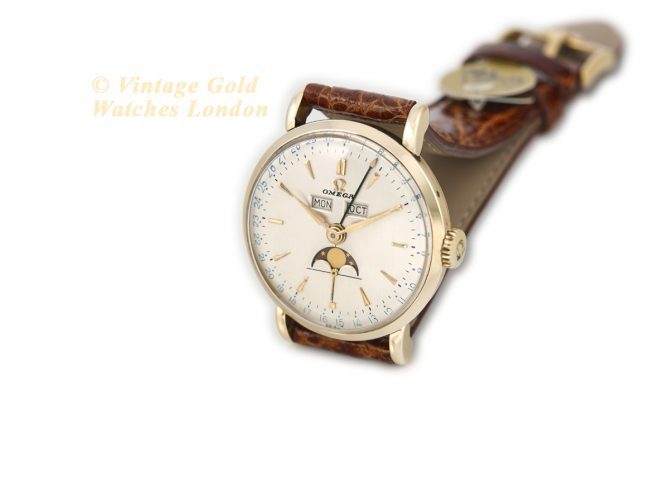 Omega Triple Date Moonphase Model Ref.2473 14ct 1951 (6)