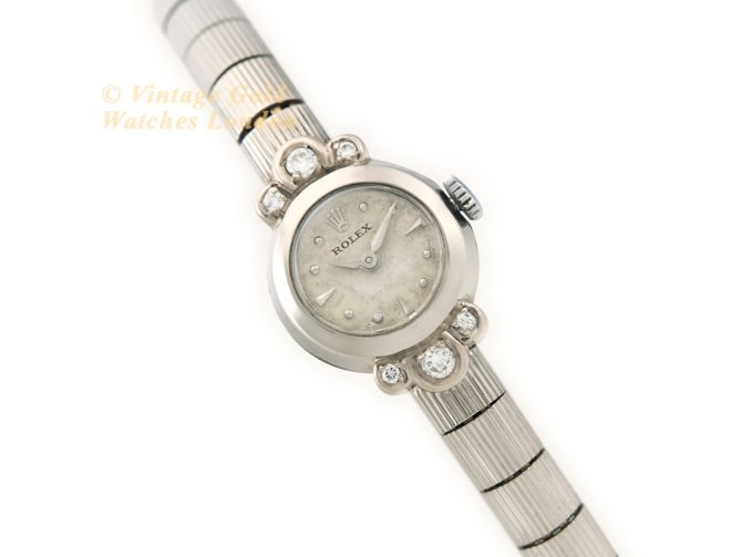 Ladies Rolex 18ct White Gold & Diamond c1948 (1)