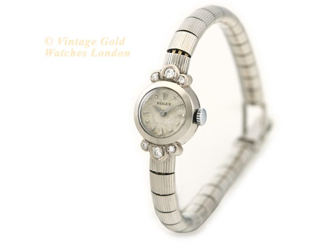 Ladies Rolex 18ct White Gold & Diamond c1948 (6)