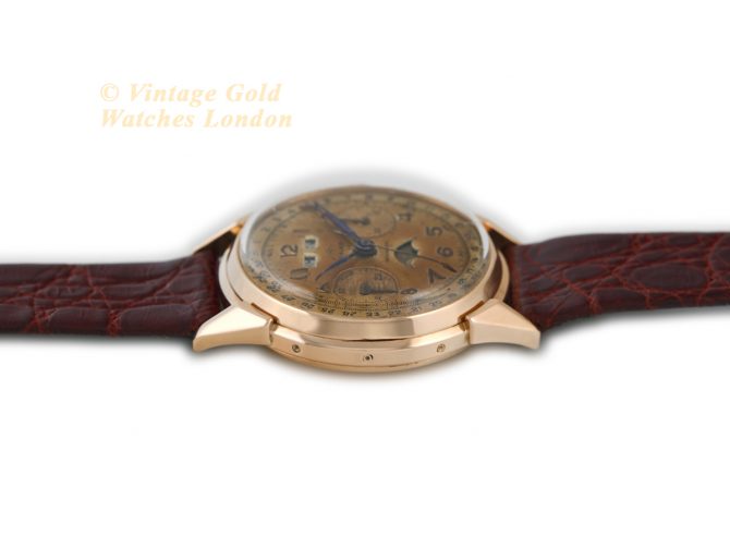 Landeron, Triple Date Moonphase Chronograph Cal.186 18ct Pink Gold c1950 (10)
