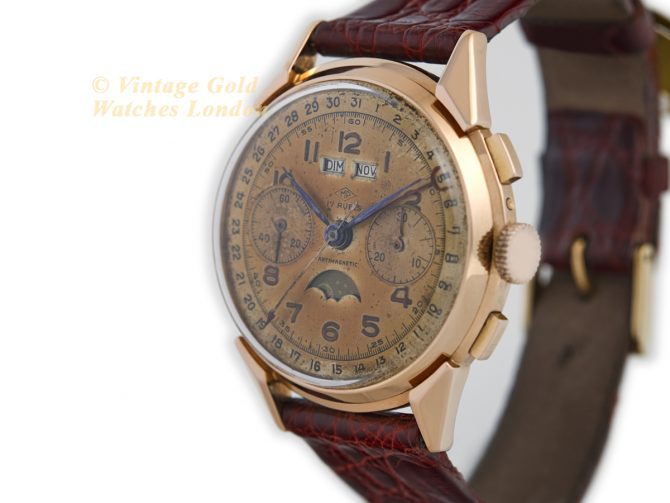 Landeron, Triple Date Moonphase Chronograph Cal.186 18ct Pink Gold c1950 (5)