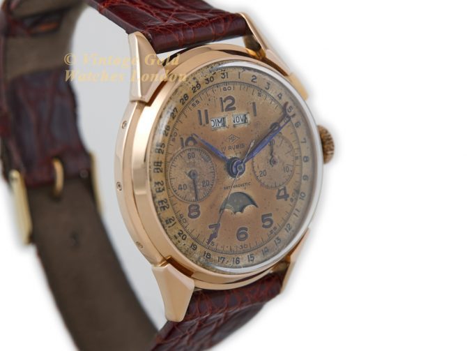 Landeron, Triple Date Moonphase Chronograph Cal.186 18ct Pink Gold c1950 (3)