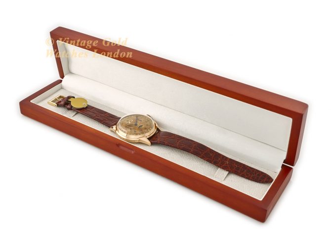 Landeron, Triple Date Moonphase Chronograph Cal.186 18ct Pink Gold c1950 (13)