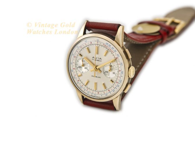 Avia, Chronograph Cal.149 9ct 1959 – Original Dial – Museum Condition (6)