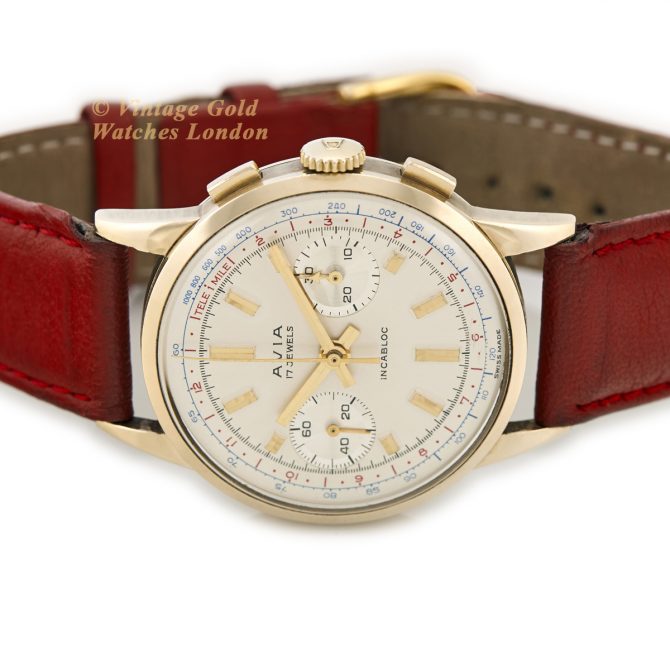 Avia, Chronograph Cal.149 9ct 1959 – Original Dial – Museum Condition (13)