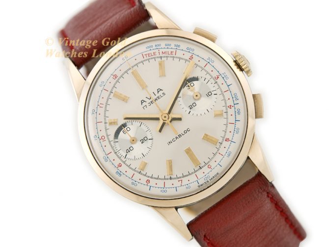 Avia, Chronograph Cal.149 9ct 1959 – Original Dial – Museum Condition (1)