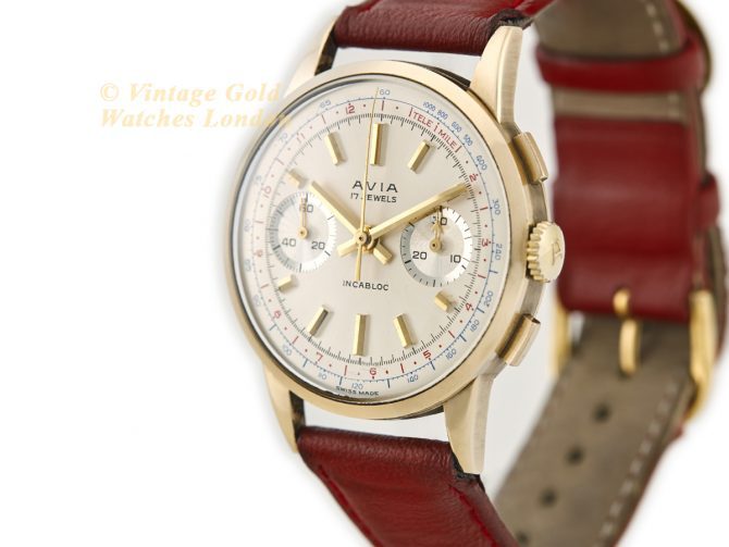 Avia, Chronograph Cal.149 9ct 1959 – Original Dial – Museum Condition (5)