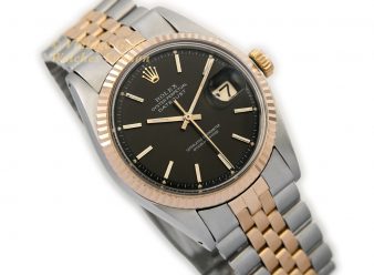 R1475 Rolex Oyster DateJust Bi Metal Pink Gold Steel Black Dial 1 WM