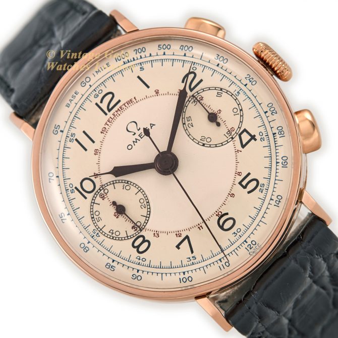Omega Chronograph Cal.33.3 18ct Pink Gold 1939 (15)