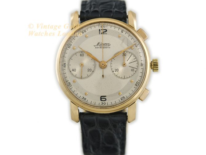 Minerva Chronograph Cal.13-20 CH 18ct c1950 (4)