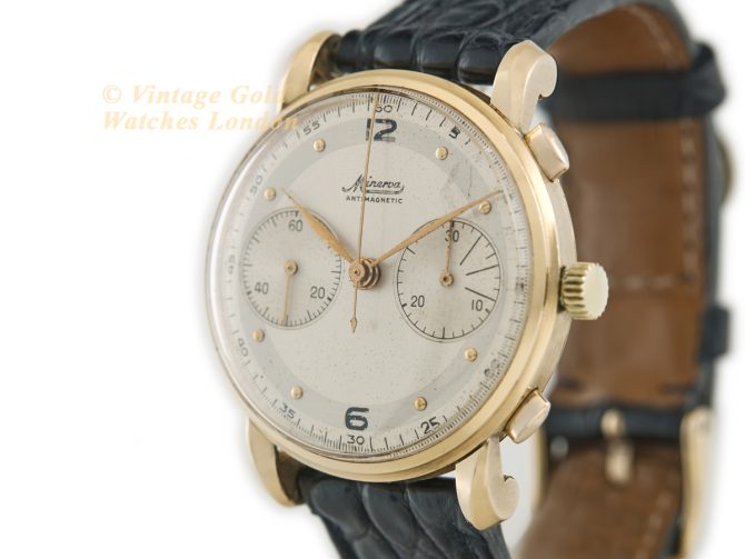 Minerva Chronograph Cal.13-20 CH 18ct c1950 (5)