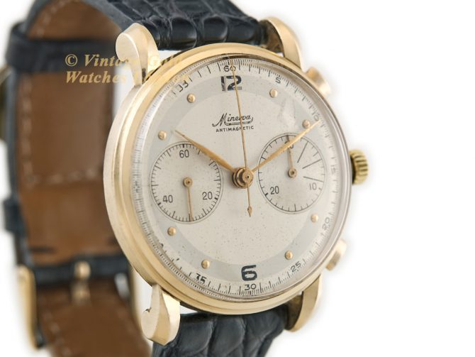 Minerva Chronograph Cal.13-20 CH 18ct c1950 (3)