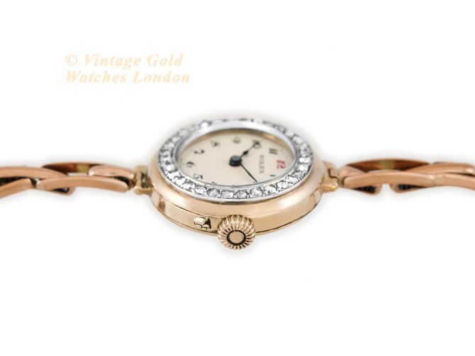 Ladies Rolex Diamond Bezel 9ct Pink Gold 1918 (9)