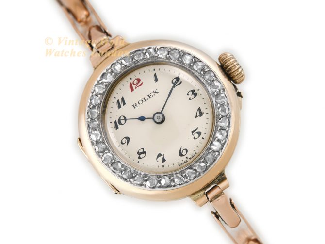 Ladies Rolex Diamond Bezel 9ct Pink Gold 1918 (1)