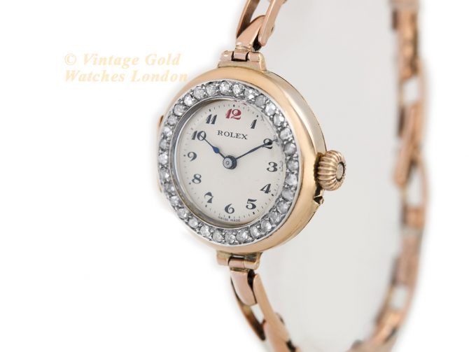 Ladies Rolex Diamond Bezel 9ct Pink Gold 1918 (5)
