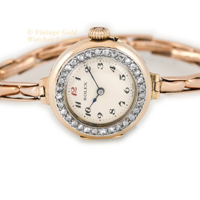 Ladies Rolex Diamond Bezel 9ct Pink Gold 1918 (13)