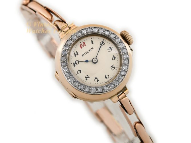 Ladies Rolex Diamond Bezel 9ct Pink Gold 1918 (2)