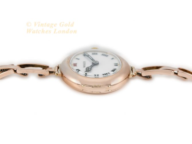 Ladies Rolex Cocktail Watch 9ct Pink Gold 1914 Porcelain Dial (10)