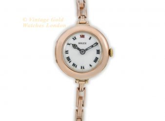 Ladies Rolex Cocktail Watch 9ct Pink Gold 1914 Porcelain Dial