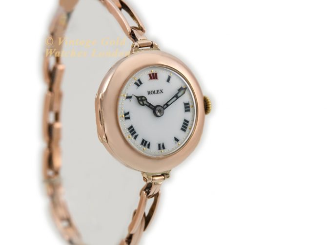 Ladies Rolex Cocktail Watch 9ct Pink Gold 1914 Porcelain Dial (3)