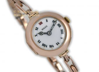 Ladies Rolex Cocktail Watch 9ct Pink Gold 1914 Porcelain Dial - hover
