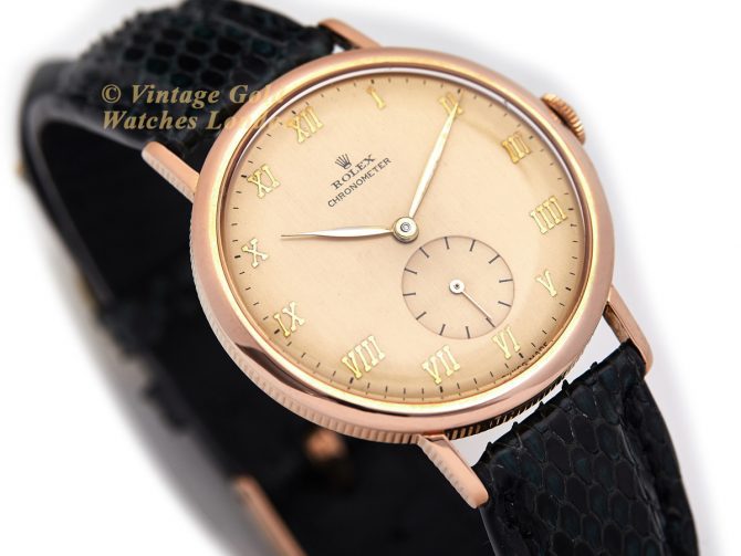 Rolex Precision Chronometer Coin Edge 18ct Pink Gold 1942 (2)