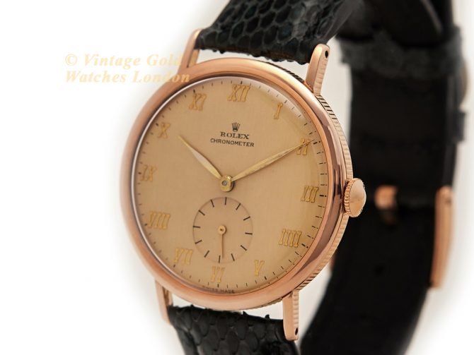 Rolex Precision Chronometer Coin Edge 18ct Pink Gold 1942 (5)