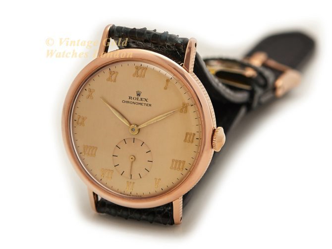 Rolex Precision Chronometer Coin Edge 18ct Pink Gold 1942 (6)